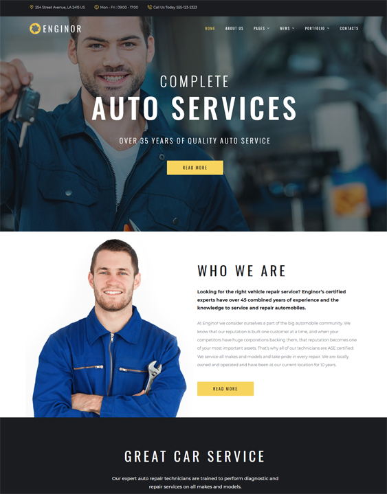 wordpress themes auto mechanics car repair body shops