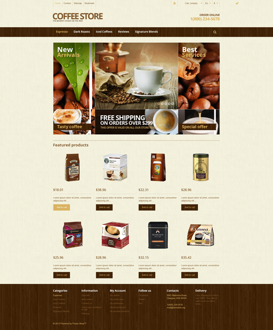 prestashop themes online coffee stores