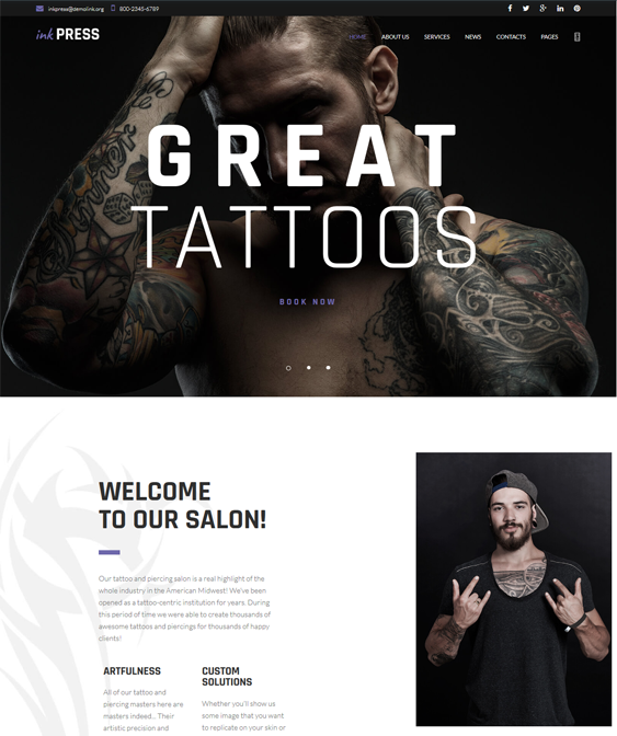 wordpress themes tattoo artists salons