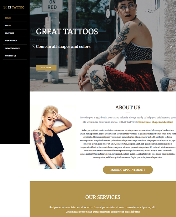 wordpress themes tattoo artists salons