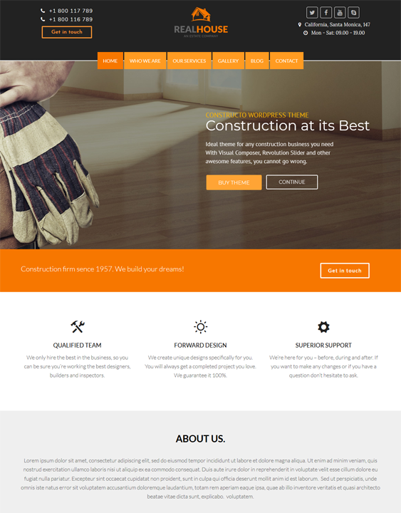 construction building contractor wordpress themes