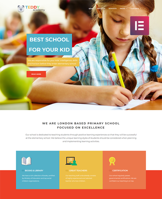 education wordpress themes daycare kindergarten elementary school websites