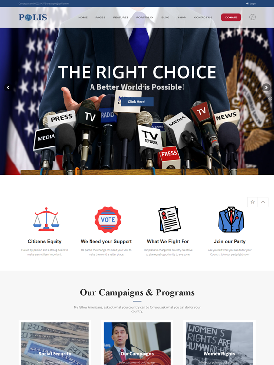 political wordpress themes politicians causes political parties