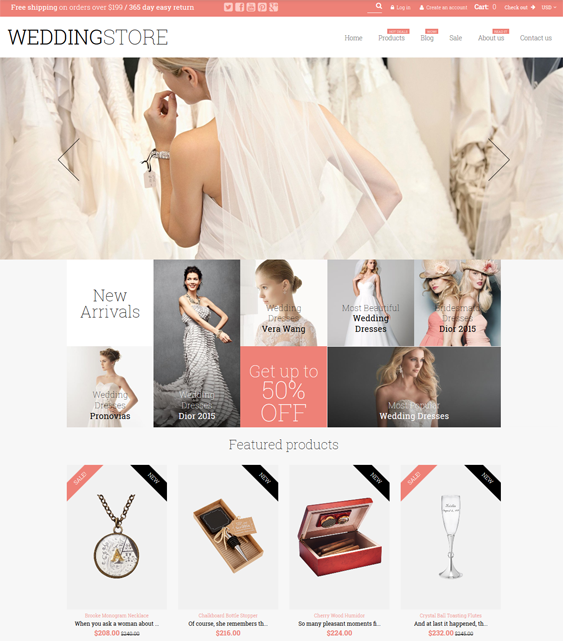 shopify themes bridal wedding stores