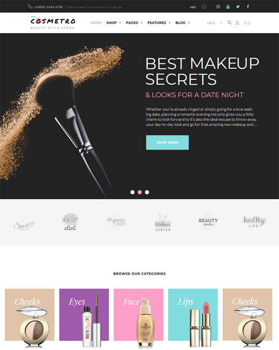 woocommerce themes beauty products perfume makeup cosmetics