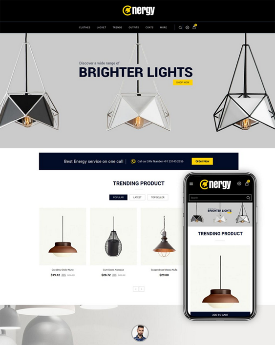 prestashop themes for lighting and lamp stores