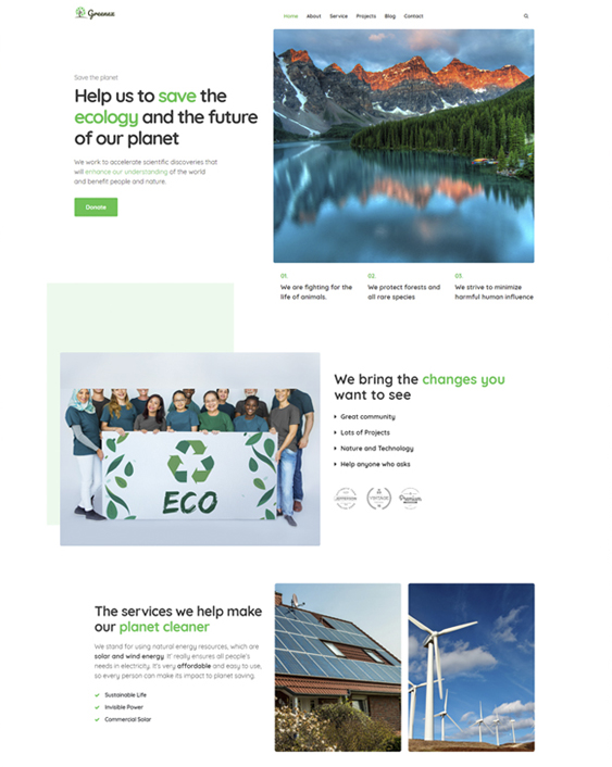 green organic eco-friendly wordpress themes