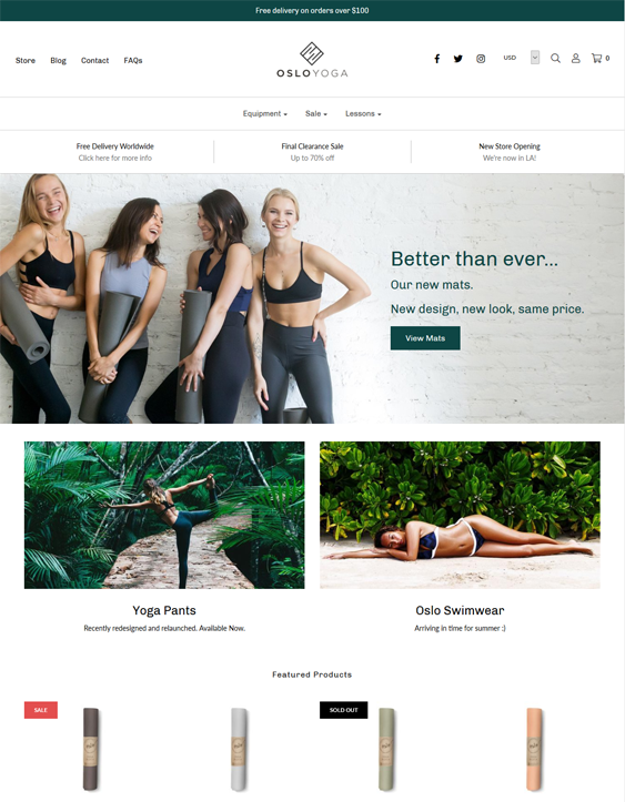 shopify themes for selling workout exercise clothes