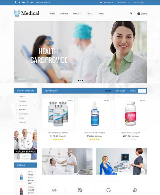 health medical opencart themes