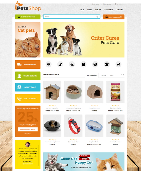 opencart themes pet stores
