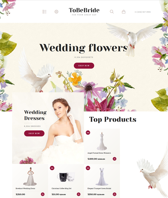 opencart themes wedding bridal stores