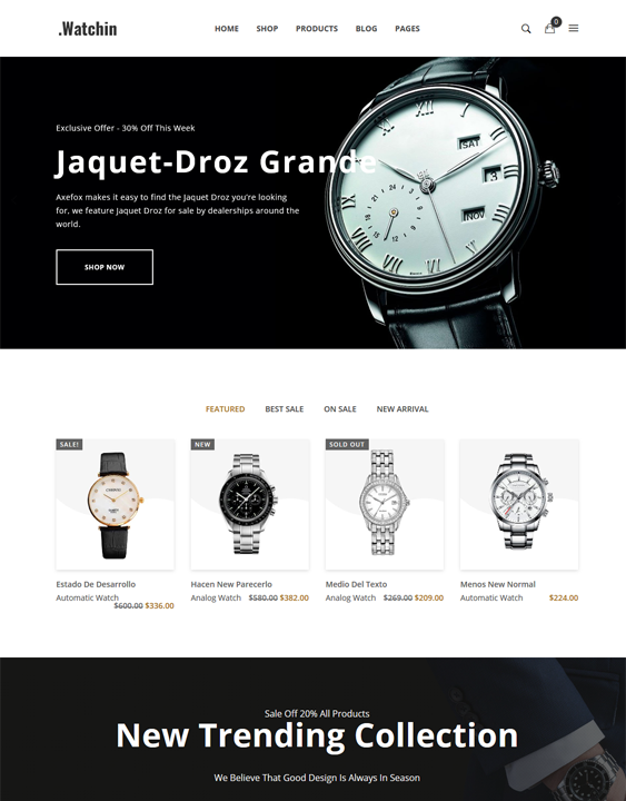 shopify themes jewelry watch stores