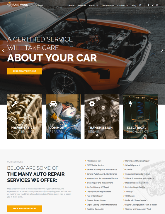 car vehicle automotive wordpress themes