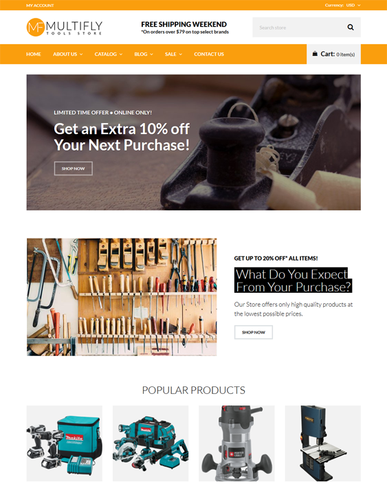 shopify themes for tool hardware and building supply stores