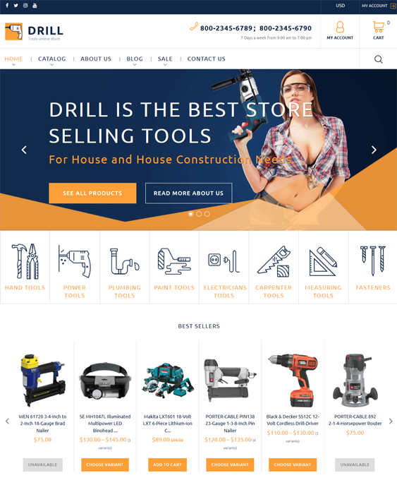 shopify themes for tool hardware and building supply stores