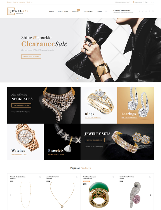 prestashop themes for selling jewelry watches