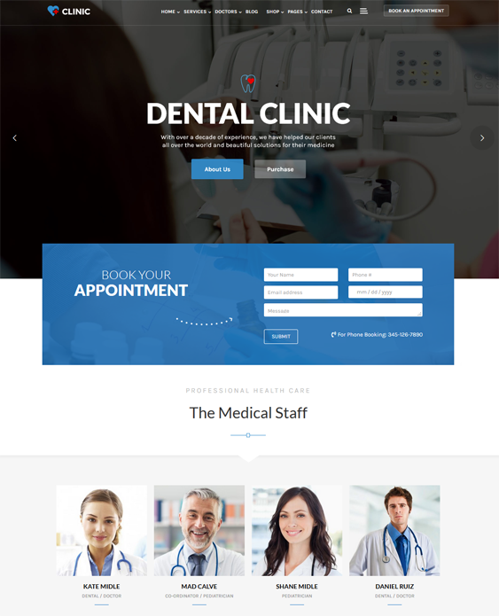 wordpress themes for dentists dental clinics