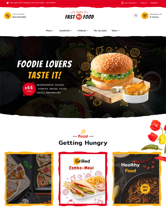 prestashop themes for selling food online
