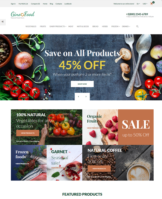 prestashop themes for selling food online