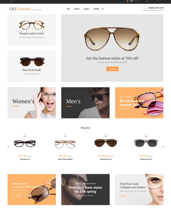 prestashop themes for selling eyewear sunglasses